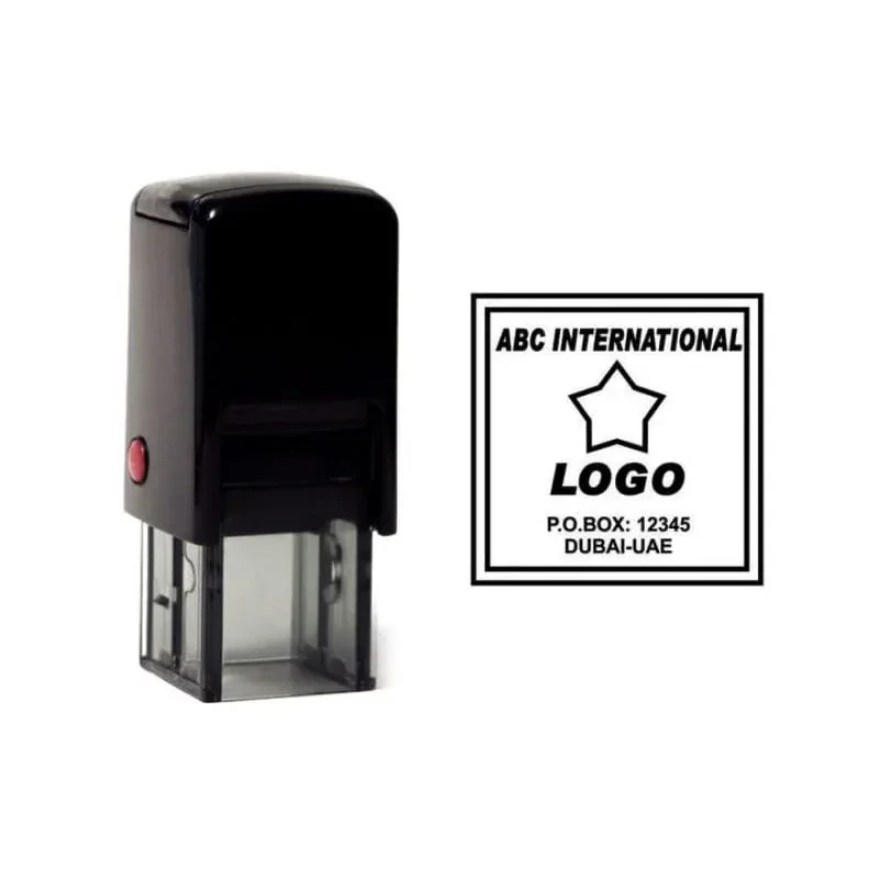 Square Logo Company Stamp UAE Custom square self-inking company stamp with centred business logo