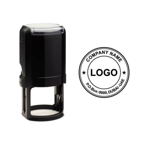 Black Round Self Inking Company Stamps