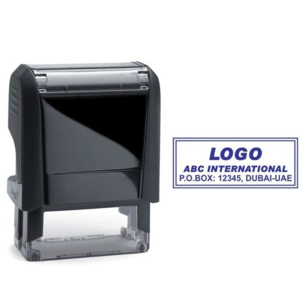Bleu Rectangle Self Inking Company Stamps