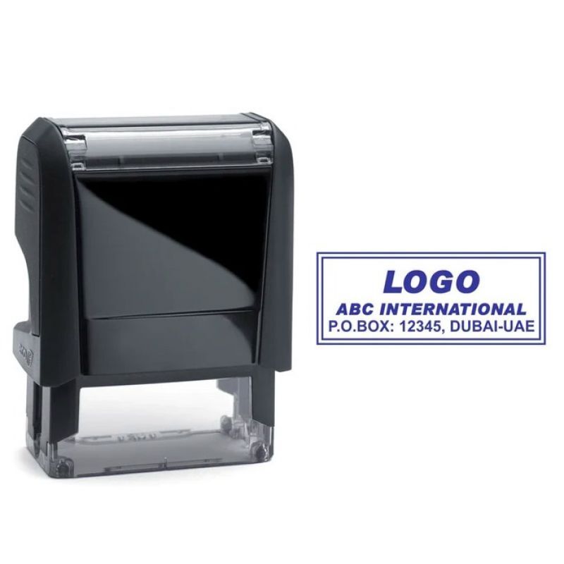 Bleu Rectangle Self Inking Company Stamps